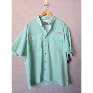 Bimini Bay VENTED Aqua Blue Short Sleeve Quick Dry Fishing Shirt Mens 2XL New